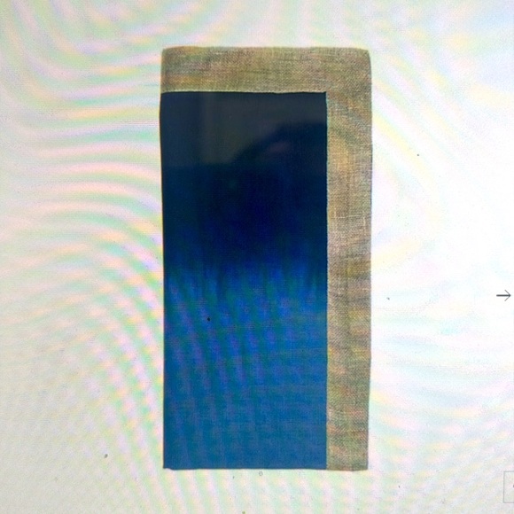 KIM SEYBERT RUNNER & 4 NAPKINS SET DIP DYE NAVY BLUE SILVER RIM NEIMAN MARCUS - Picture 8 of 8